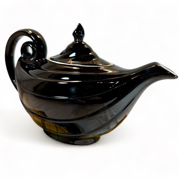 HALL CHINA Rhythm Black, Aladdin Genie Lamp, Tea Pot, Ceramic circa 1939… - Picture 8 of 9